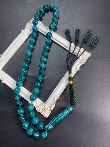 1件 45顆樹脂大理石紋穆斯林祈禱珠，手工編織4股流蘇塔斯比 - 彩色 - 查看 7