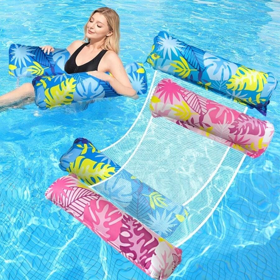Nueva hamaca de agua flotante, silla de descanso plegable con respaldo inflable diseño de hoja de arce, cama de agua flotante - Multicolor - Ver 1
