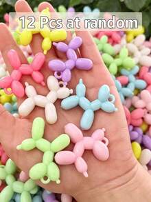 12 piezas Colgantes de Perro de Globo de Dibujos Animados DIY, Colores Aleatorios, Encantos de Perro de Acrílico Coloridos y Lindos, Adecuados para Llaveros Hechos a Mano, Fundas de Teléfono - Multicolor - Ver 11