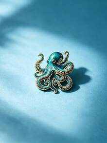 鯊魚與章魚琺瑯胸針，金屬手工領口針，百搭獨特時尚配件，適用於包包、帽子、圍巾，適合日常、派對、旅行裝飾，送給男士與女士海洋愛好者的禮物 - 多色 - 查看 5