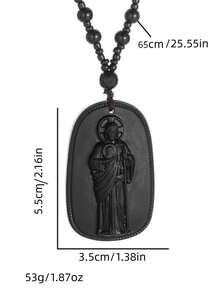 1pc St. Jude Pendant Necklace, Suitable For Daily Wear, Prayer, Baptism, Travel, Holiday Celebration - Style 2 - View 3
