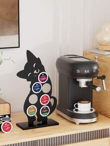 Cute Cat Shaped Coffee Capsule Holder, Creative Iron Storage Rack With Round Slots For Coffee Pods,Design Decorates Kitchen Countertops,Perfect For Coffee Bar, Office And Home Coffee Station Display And Organization. - Multicolor - View 3