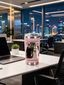1pc Customized Stainless Steel Travel Mug - Double-Wall Vacuum Insulated Coffee Cup, Personalized Engraving, Cold Drink Cup | Elegant Matte Finish | Double-Wall Insulation, Reusable, Multi-Functional, Decorative, Fashionable, Exquisite, High Quality, Personalized - Multicolor - View 4