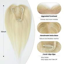 3.5*4 Inch Human Hair Toppers For Women 10 Inch Real Human Hair Extensions For Thinning Hair Wiglets Upgrade Lace Base Pieces Cover Gray Roots Solve Hair Solution - Multicolor - View 7