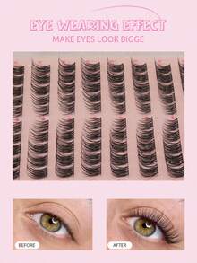 100pcs C-Curl Self-Adhesive Eyelash Clusters (Natural Thickened Thin Band Lashes, Can Achieve Self-Extension And Eye-Enlarging Effect) Eyelash Clusters, Individual Lashes, Eyelashes, False Eyelashes - View 2