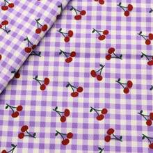 1pc Cherry Tartan Printed Twill Polyester Fabric 59x19.68 Inch Precut Fabric - Vibrant Red Cherry & Plaid Patterns, Durable & Easy-Clean For DIY Quilting, Sewing, Hair Ties, Party Decorations, Craft Projects, Backdrop Fabric, DIY Wallet Making - Default - View 10