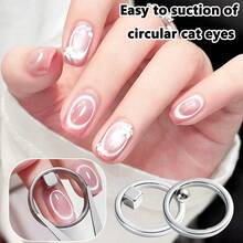 Juego de imanes para arte de uñas de ojo de gato de doble cabeza con anillo hueco francés, imán de ojo de gato 3D fuerte para esmalte de gel de arte de uñas DIY, efecto en forma de V, herramienta magnética de manicura, efecto de agujero negro rápido para principiantes de arte de uñas magnético - Multicolor - Ver 4