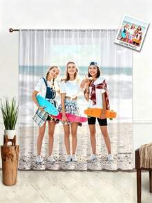 1pc Customized Photo Curtain, Personalized Curtain With Photo And Text, Custom Curtain, Warm Atmosphere - Suitable For Mother's Day, Valentine's Day, Birthday, Father's Day, Wedding, Christmas, Tea Room, Bedroom, Living Room, Bathroom - Multicolor - View 10