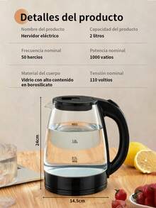 Transparent Electric Teapot Electric Kettle Tea 2.0L Glass - Black - View 12