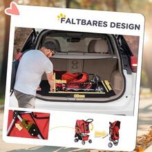 Dog Stroller, Multicolored Walking Stroller, Lightweight And Foldable, For Dogs And Cats, Red - Red - View 6
