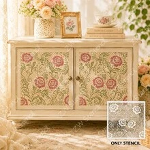 Vintage Lace Floral Butterfly Reusable Stencil, Exquisite Peony Rose Scroll Vine Floral Pattern Painting Template, Plastic Romantic Art Handmade Painting Stencil, Suitable For Wall, Fabric, Canvas DIY Home Decor And Aesthetic Decoration Projects - Vintage Lace - View 2