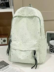 Vintage Polka Dot Girls Student Backpack | Red Nylon Daily Backpack With Adjustable Shoulder Straps And Multiple Pockets | School/Commute/Travel - Multicolor - View 8