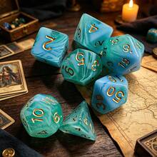 7-Piece Set Colorful Galaxy Theme Polyhedral Dice, Suitable For D&D RPG Tabletop Games And Role-Playing Dragon Tabletop Games, Multiple Dice - Multicolor - View 10