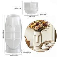 2pcs Geometric Human Face Vase Storage Jar Silicone Mold, Abstract Human Face Storage Bottle Vase Resin Plaster Decor Drip Glue Mold, Perfect For Home Decor Ornament Making, Outdoor Garden Flower Vase Making, Suitable For Handmade Crafts - Human Face Vase Mold - View 2