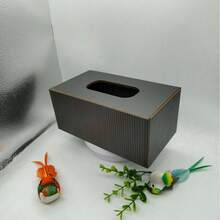 Caja de pañuelos de madera a rayas verde oscuro, rectangular, adecuada para coche, sala de estar, dormitorio y baño, decoración del hogar - Multicolor - Ver 6