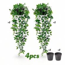 2件/1件 人造懸掛式曼陀羅植物家居裝飾，室內外通用仿真綠植，適用浴室、客廳、露台、書架，不含花盆 - 綠色 - 查看 14