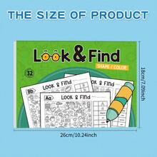 32-Themes Find And Coloring Activity Book - Seek And Find Workbook For Early Learning & Cognitive Skill Training, Enhance Brain Skills With Alphabet, Shapes & Colors Search - Perfect Concentration Training Activity Book For Learning & Fun - Green - View 3