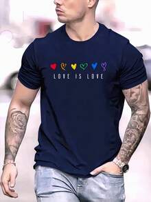 Men T Pride Love Rainbow Print Sports Casual Round Neck Outdoor Short Sleeve T-Shirt T Men's T-Shirt - White - View 7