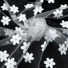 1pc 59x19.68inch(150x50cm) 100%Polyester Flower Mesh Fabric - Wedding Lace With Glittering For DIY Christmas Decorations - Premium Quality, Durable, Pre-Cut Geometric Polyester, Hand Wash Only, Easy To Use - Default - View 5