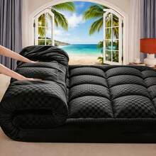 Quilted Mattress Pad Designed To Fit Snugly, Featuring A Cooling Pillow Top And Breathable, Fluffy Softness, Suitable For Mattresses With Depths Ranging From 8 To 21 Inches - Black - View 10
