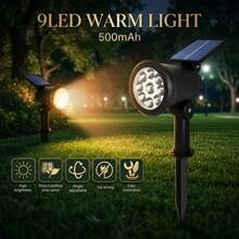 Solar Powered Outdoor Spotlight IP55, 9 LED Solar Lawn Light With Lithium Battery Solar Charging, Multi-Function Adjustable Ground Stake Landscape Light For Yard, Driveway, Backyard Decoration - 1pc - View 4
