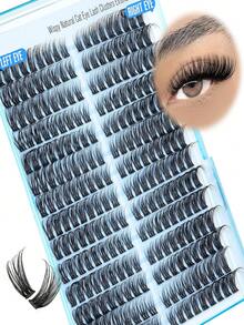252 Clusters D Curl Natural False Eyelashes Lash Cluster Set 9-16mm With Natural Lash Clusters D Curl - DIY Lash Extension Kit Single Lash Cluster Set Thin Invisible Lash Band - D - 查看 1