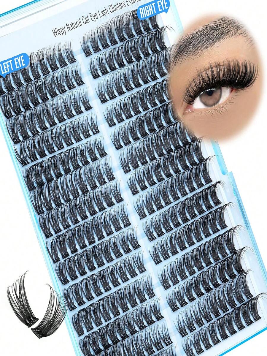252 Clusters D Curl Natural False Eyelashes Lash Cluster Set 9-16mm With Natural Lash Clusters D Curl - DIY Lash Extension Kit Single Lash Cluster Set Thin Invisible Lash Band - D - 查看 1