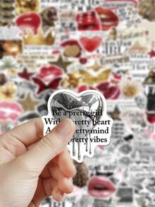 100pcs Silver & Gold Lucky Girl Stickers Set, Holiday Gift, Party & Home Decor, Classroom Reward, Birthday Gift Decoration, Scrapbook, Laptop, Luggage, Guitar, Phone DIY Decals - Lucky Girl Collection - View 7