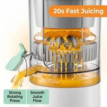 TazTir Electric Citrus Juicer Wireless USB Rechargeable Automatic Orange Lemon Squeezer, Bladeless Mini Fruit Juice Press, Fast 20s Extraction, Easy Clean, Portable For Home Office Travel - Mint Green - View 4