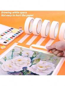 Masking Artist Tape Removable Paper Tape (0.59/0.79/1.18 Inches X 394 Inches) Suitable For Watercolor, Painting And Drawing, Watercolor Canvas Frames, Medium Adhesion For Paper Crafts - Multicolor - View 6