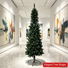 6FT/180cm Slim Pencil Artificial Pine Tree,600T Dense PVC Pointed Branches,Automatic Hinged Foldable Iron Stand, Flame Retardant Anti Deform Anti Fading Space Saving Corner Decor For Home Apartment Office All Season Indoor Decor - Green - View 7