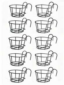 3/5/6/7/8/10/12pcs Fashionable Round Metal Hanging Planters - Suitable For Balcony, Garden And Indoor Decoration, Can Grow Succulents And Green Plants On Hanging Racks - A - View 26