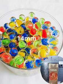 10顆/20顆/40顆玻璃彈珠組，14mm混色彈珠，適用於水族箱裝飾、花瓶填充、彈珠遊戲、彈珠軌道玩具 - 彩色 - 查看 2