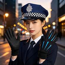 2件組：男士水手帽、女士軍風帽，刺繡字母萬聖節配件，海軍飛行員萬聖節角色扮演派對帽 - 彩色 - 查看 7
