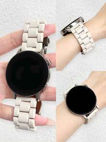 可愛糖果色壓克力錶帶，相容 Galaxy Watch 7 6 5 4 5 Pro，女款夏季彩虹樹脂錶帶，40mm 43mm 44mm 45mm 47mm 20mm 22mm - 杏色 - 查看 2