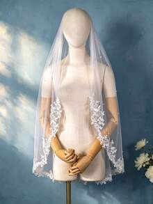 Bridal Lace Trim Pearl Short Veil, Wedding Dress Headpiece For Marriage Registration And Photography, Atmospheric Hair Accessory - Multicolor - View 8