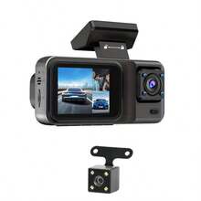 Camera hành trình 3 kênh 1080P - Ghi hình trước/trong xe/sau xe (tùy chọn), có tầm nhìn ban đêm hồng ngoại, ghi hình vòng lặp, DVR góc rộng, màn hình IPS 2.0 inch, máy ghi hình video ô tô, pin lithium 150mAh, phụ kiện ô tô đa chức năng. - màu đen - Xem 10
