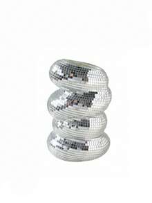 Disco Ball Flower Pot Spiral Vase, Vase Pen Holder, Flower Stand Makeup Brush Storage Rack, Home Decor Floral Ornament, Unique Silver Mirror Disco Ball, Suitable For Living Room, Kitchen, Office Desktop Decoration, Nordic Style, Wedding Graduation Gift - A - View 13