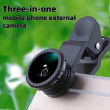 Lensa Eksternal Ponsel 3-in-1 Baru, Menggabungkan Fungsi Fisheye 180°, Sudut Lebar 0,65x, dan Pembesaran 10x dalam Satu Perangkat, Ringkas dan Portabel, Mudah Dipasang, Meningkatkan Kualitas Foto Ponsel, Memenuhi Kebutuhan Fotografi Lanskap, Makro, Kreatif, dan Lainnya - Lensa kamera tambahan ponsel - View 1