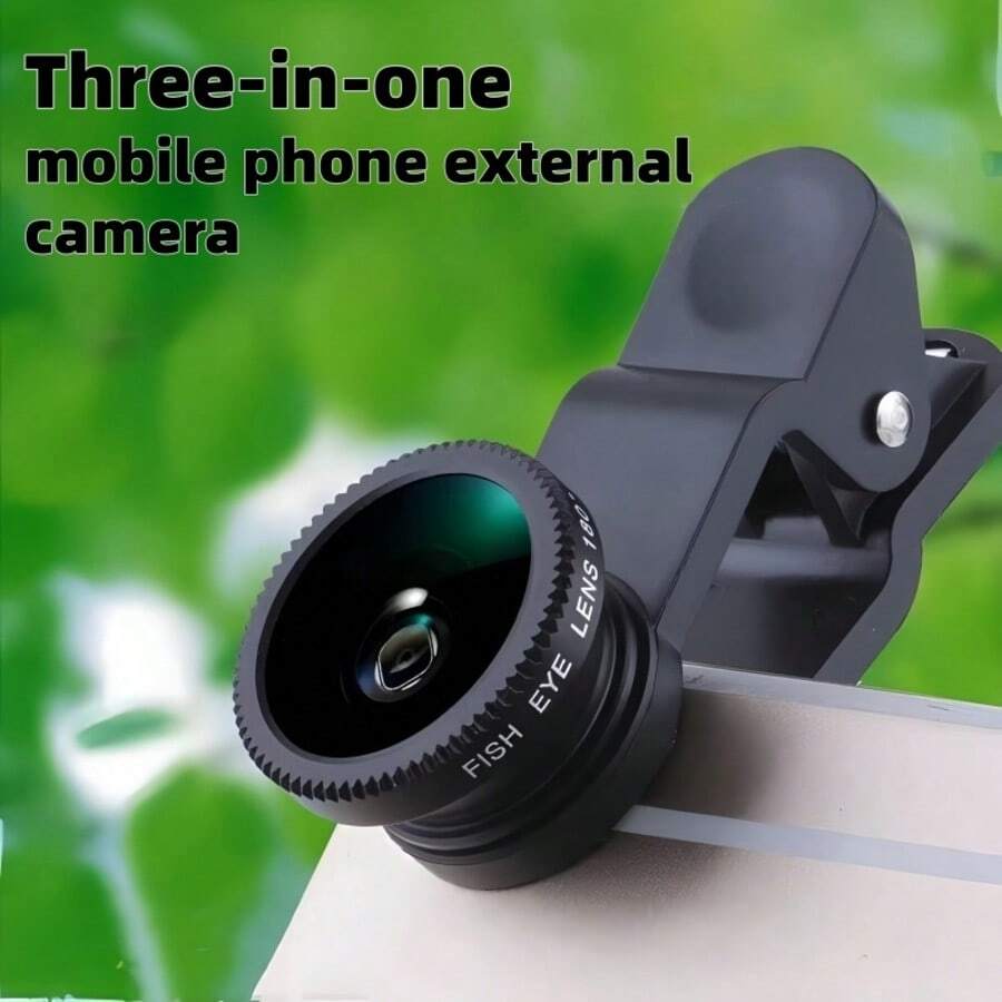 Lensa Eksternal Ponsel 3-in-1 Baru, Menggabungkan Fungsi Fisheye 180°, Sudut Lebar 0,65x, dan Pembesaran 10x dalam Satu Perangkat, Ringkas dan Portabel, Mudah Dipasang, Meningkatkan Kualitas Foto Ponsel, Memenuhi Kebutuhan Fotografi Lanskap, Makro, Kreatif, dan Lainnya - Lensa kamera tambahan ponsel - View 1