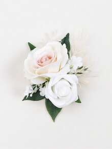 1Pc Artificial Rose Boutonniere For Groom, Men's Accessory For Wedding, Prom, Anniversary, Formal Event - Multicolor - View 12