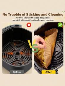 30/50/100/200pcs Disposable Air Fryer Paper Liners (Square 6.3-7.9 Inch) Kitchen Accessories, Heat Resistant Non-Stick Parchment Paper, Air Fryer Accessories, Oil-Proof And Waterproof, Suitable For Oven, Air Fryer, Baking - Brown - View 4