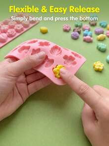 18-Cavity Floral Shaped Ice Cube Tray Mold, Make Multiple Desserts At Once, 3D Baking Mold, Creative , And Odorless, Foldable, Easy To Clean, Heat Resistant, Multi-Purpose, Easy To Wash Without Residue, Reusable Without Deformation, Suitable For All Seasons, Applicable For Chocolate Making, Baking Pudding, Cakes, Candies, Cookies, Ice Cubes, Soap Making And DIY Projects - Multicolor - View 8