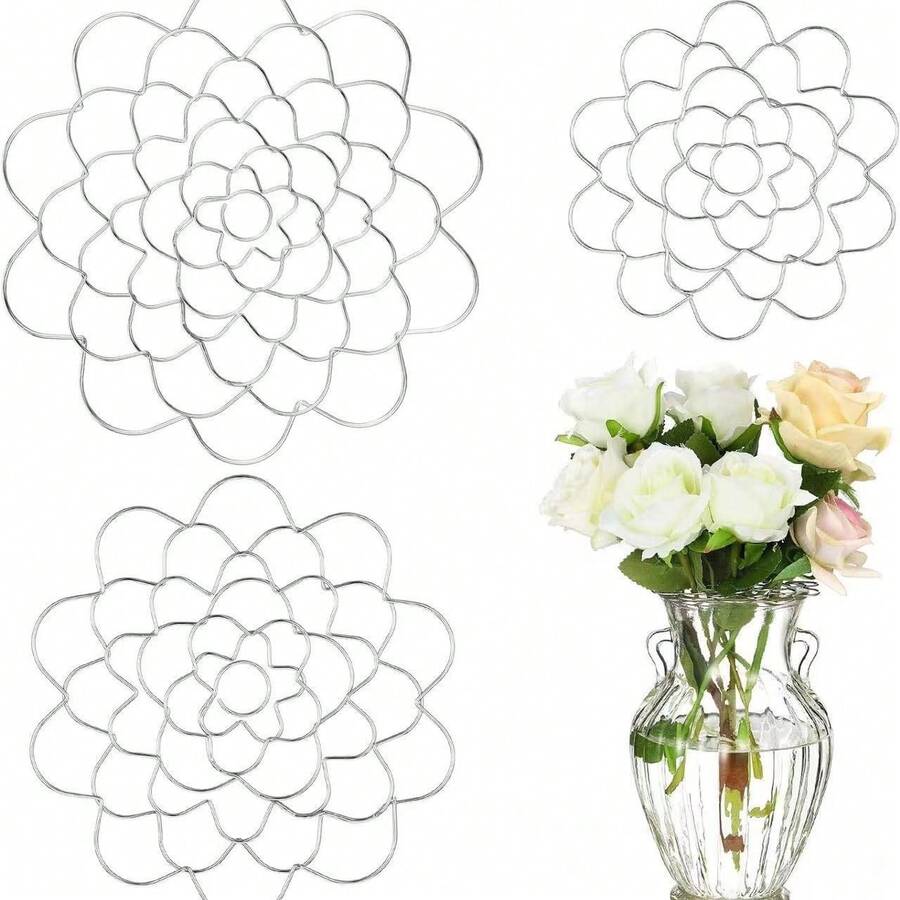 Flower Frog Stainless Steel Wire Floral Arrangement Tool Flower Cap Decorator Reusable Floral Grid Support (Silver, 4.5, 6 Cm)