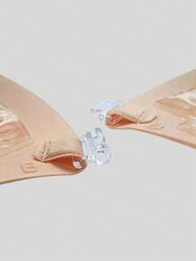 1pc Women's Invisible Transparent Strapless Front-Clasp Deep V Padded Silicone Push-Up Bra, Lingerie Accessory, Suitable For Summer Matching With Dresses, Jumpsuits, Wedding Dresses - Apricot - View 6
