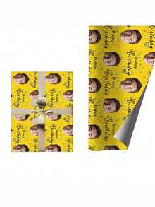 Papel de regalo personalizado con foto de cara divertida, papel de regalo de cara personalizado, múltiples colores, papel de regalo de cumpleaños, aniversario, rollo de papel de regalo con tu foto - Multicolor - Ver 7