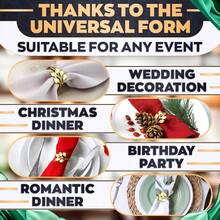 2-100pcs Gold Napkin Ring Set, Suitable For Independence Day Table Decor - Gold Leaf Napkin Rings, Suitable For Various Napkin Styles - Suitable For Dining Table, Wedding, Elegant Table Setting Accessories - Multicolor - View 9