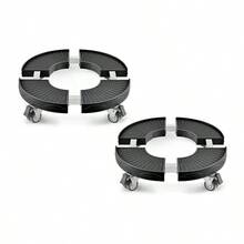 Trash Can Dolly With 4 Lockable Wheels, 440lbs Weight Capacity, 2 Packs Round Trash Can Roller Base, 15-22.8 In Adjustable, Heavy Duty Plant Caddy, Multi-Functional Rolling Dolly Cart, Black - Default - View 5