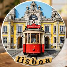 Lisboa Red Tram And Sunlit Baroque Façades Magnet Where Every Track Leads To A Fado Melody Keepsake For All Metal Surfaces Throughout The Home - A - View 1