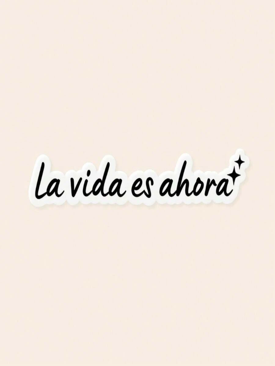 Minimalist "La Vida Es Ahora" Spanish Quote Sticker, Inspirational Cursive Vinyl Decal For Laptop And Water Bottle, Latino Inspired Gift, Mindfulness Daily Affirmation Sticker - Multicolor - View 1